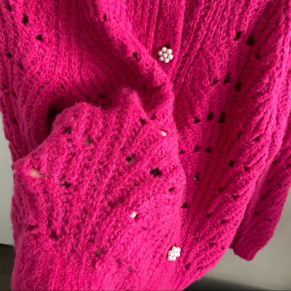 LITTLE MOON PINK Rosella Pearl Button Cardigan - Picture 6 of 9